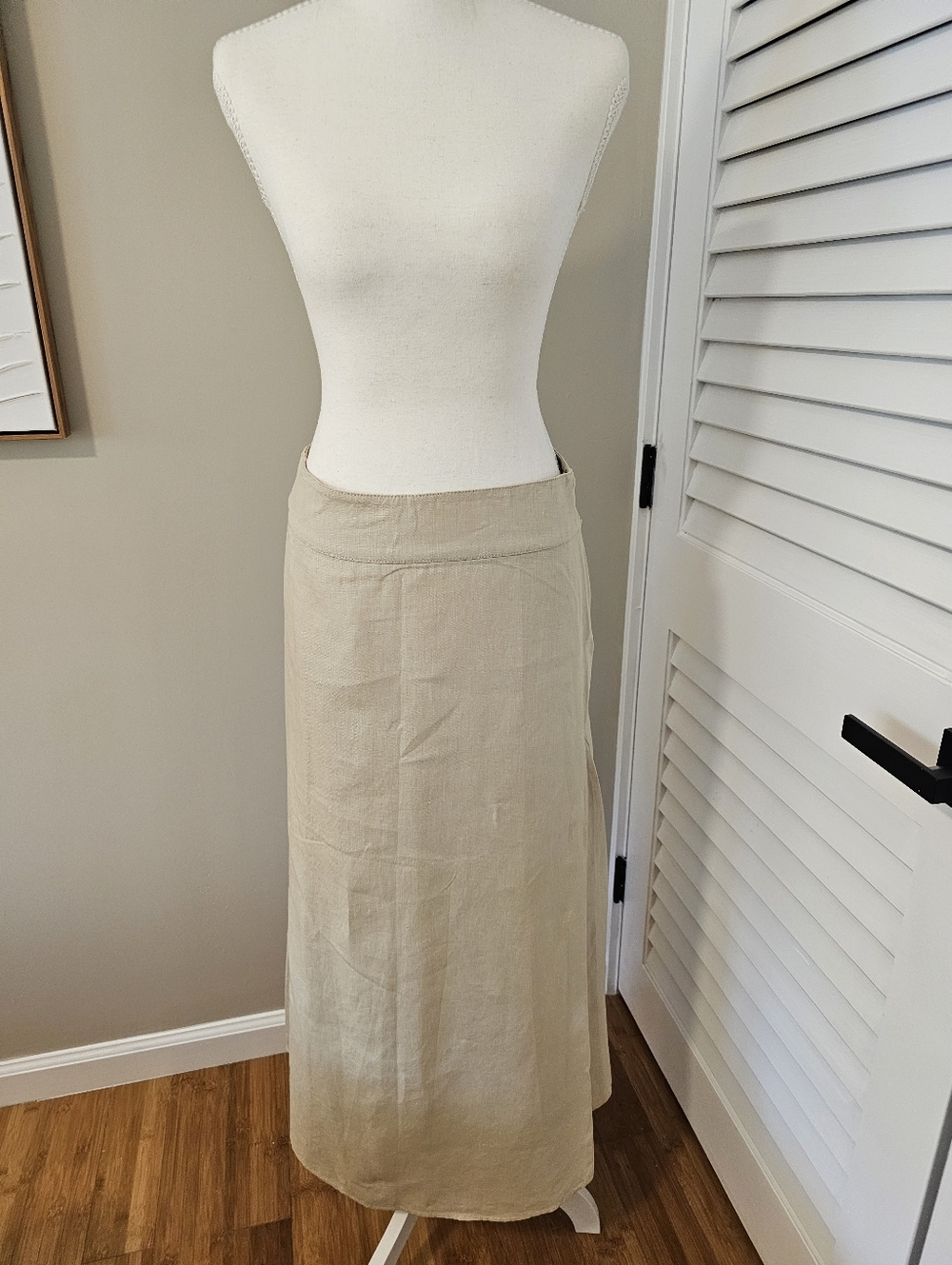 Vintage DKNY 100% Linen Maxi Skirt – Beige – Size Small 4–6